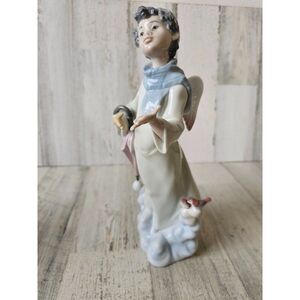 Lladro 6149 Winter boy Angel Bird umbrella Cherub figurine memorial statue‎